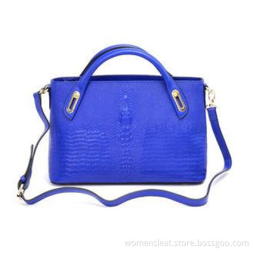 Personalized Blue Womens Leather Briefcase Tote with Adjust
